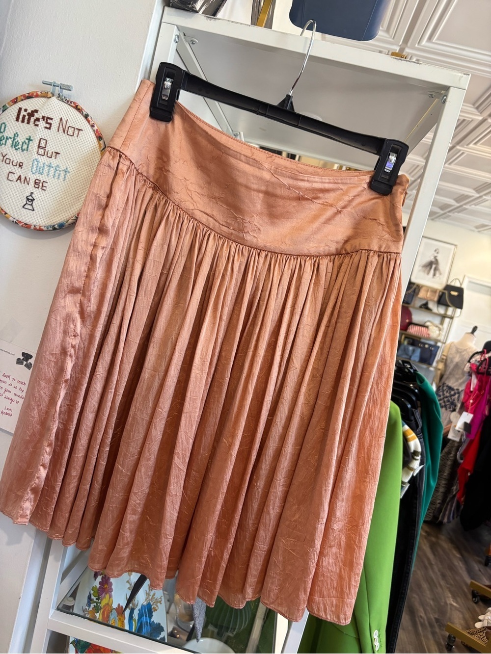 Talbots Women's Peach Satin Pleated Skirt